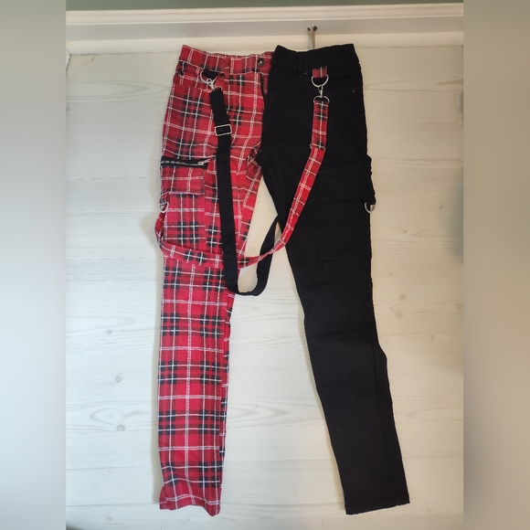 Black and red suspender pants. - Picture 1 of 1